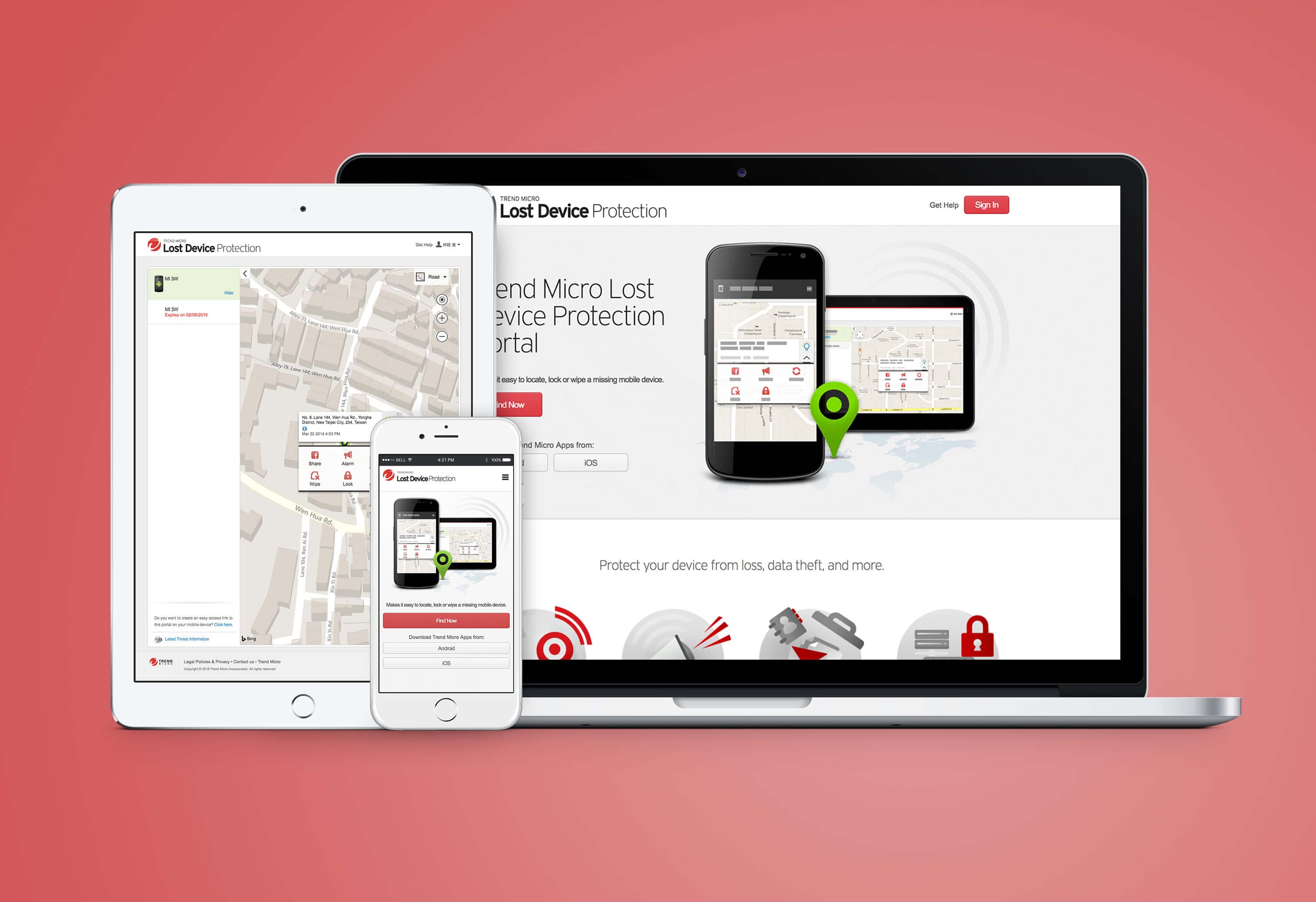 lost device protection home page