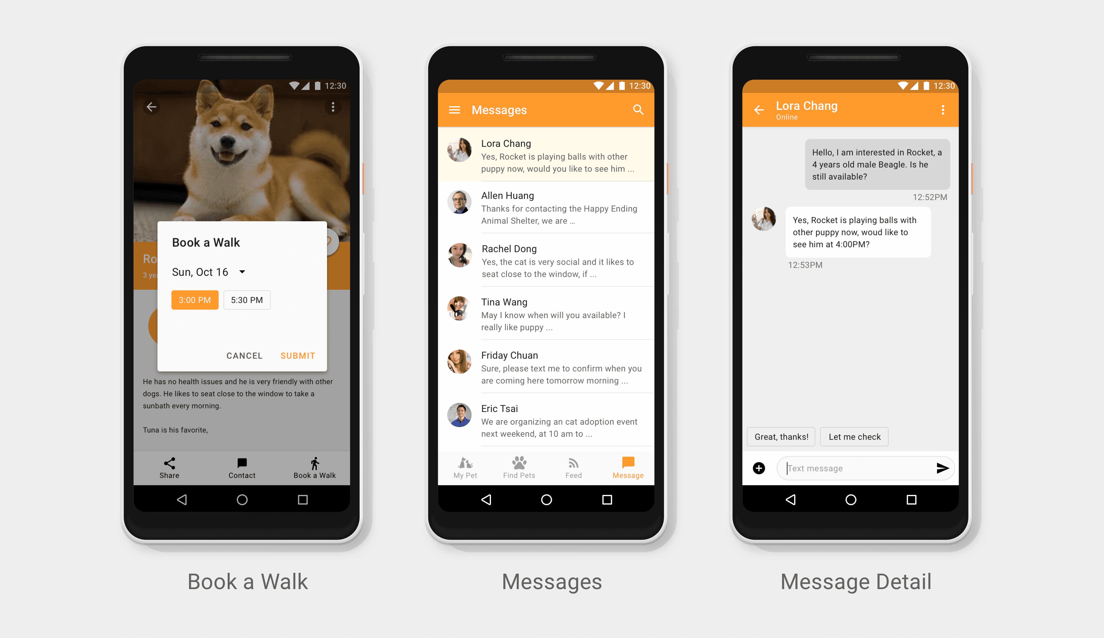 mockup message for pet adoption
